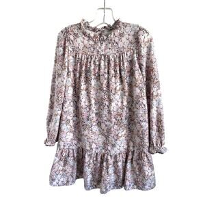 Janie & Jack Sz 5 Floral Dropwaist Dress Pink Cotton Party School Wedding Soft